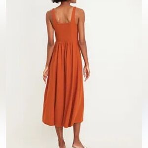OLD NAVY Fit & Flare Sleeveless Linen-Blend Midi Dress